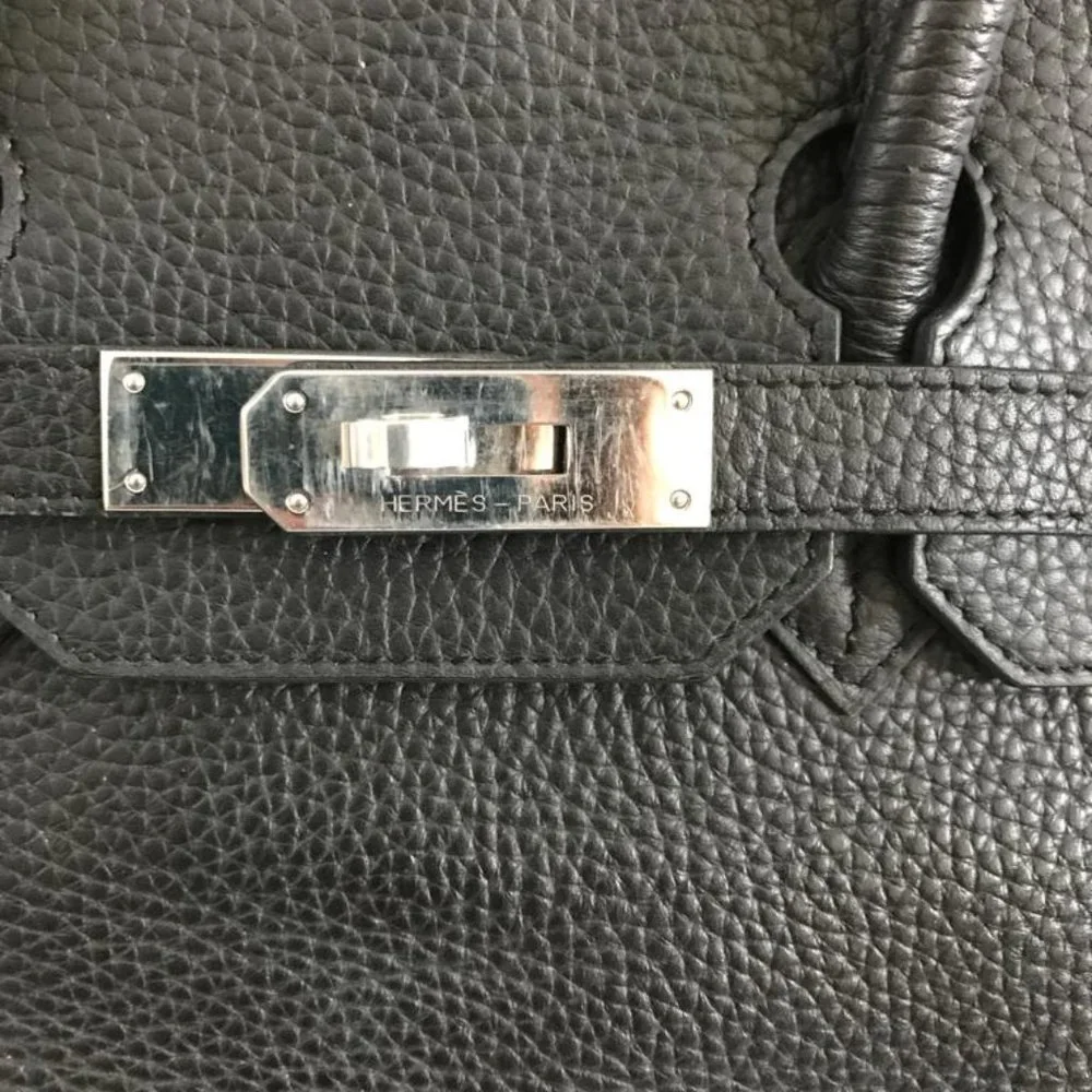 Hermes Birkin Handbag Noir Clemence with Palladium Hardware 35 Black - Picture 4 of 11